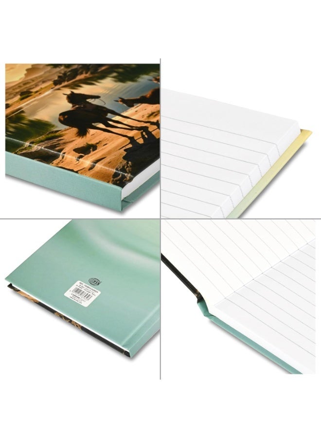 FIS® Hard Cover Notebook, A5 Size(148x210mm), 96 Sheets, Single Line Ruling, White Paper, Packet of 5 Pieces, Sun Rise View in Safari Cover Design 4-FSNBHCA596D4 - Image 2